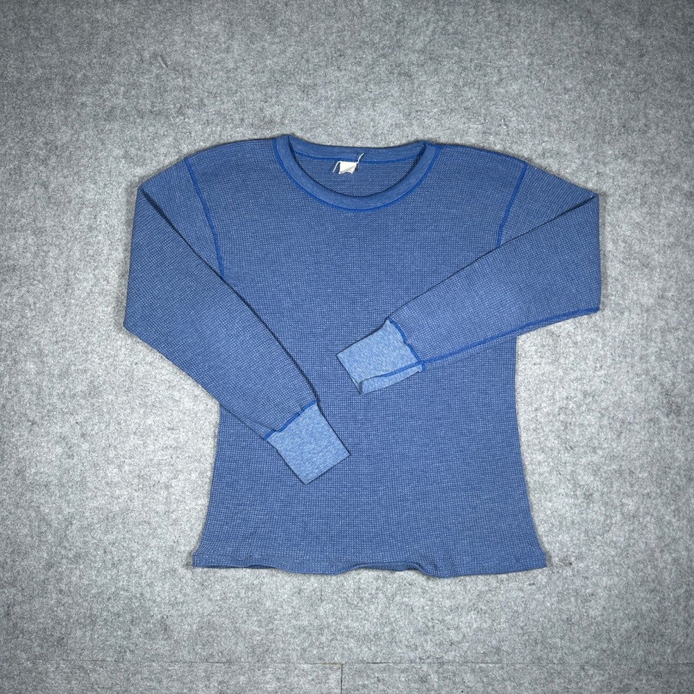 Vintage Sears Waffle Knit Thermal Shirt Mens Medium Blue Canada Made Base Layer‎